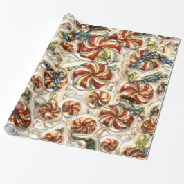 Padrões de doce metálicos falsos Papel de embrulho