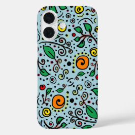 Padrões de Flor, cor de laranja, Berry no Teal -