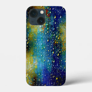 Padrões de gotas de chuva amarela azul-aqua