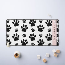 Padrões de pata, patas de cão, preto e branco, seu