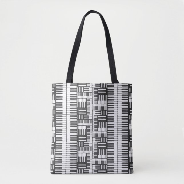 Padrões de Piano Preto e Branco Tote Bag (Frente)