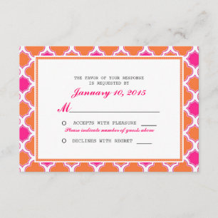 Padrões de Quatrefoil Rosa e RSVP de Casamento Lar