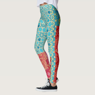 Padrões de Turquesa Vermelha ORIENTAL - Leggings