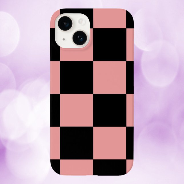 Padrões do verificador, cor-de-rosa e pretos (A cool phone case with a pink and black checker pattern)