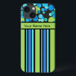 Padrões e Stripes Pretos Verdes Azuis<br><div class="desc">Um caso chic Case-Mate para proteger seu smartphone Samsung Galaxy Note 4, com um padrão de 'Combinação' de Stripes de Deckhall, agrupado com um padrão de luas azuis em Neon Green, Turquoise e Emerald Green em um fundo preto. Parte da coleção Posh & Painterly 'Blue Moons', este padrão pode ser...</div>