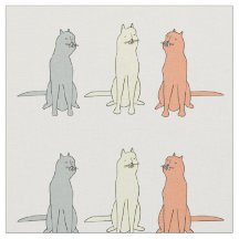 Padrões Engraçados De Tecido De Gato Com Três Gato