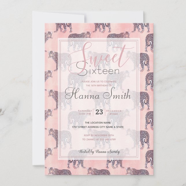 Padrões modernos para animais-leopardo cor-de-rosa (Frente)