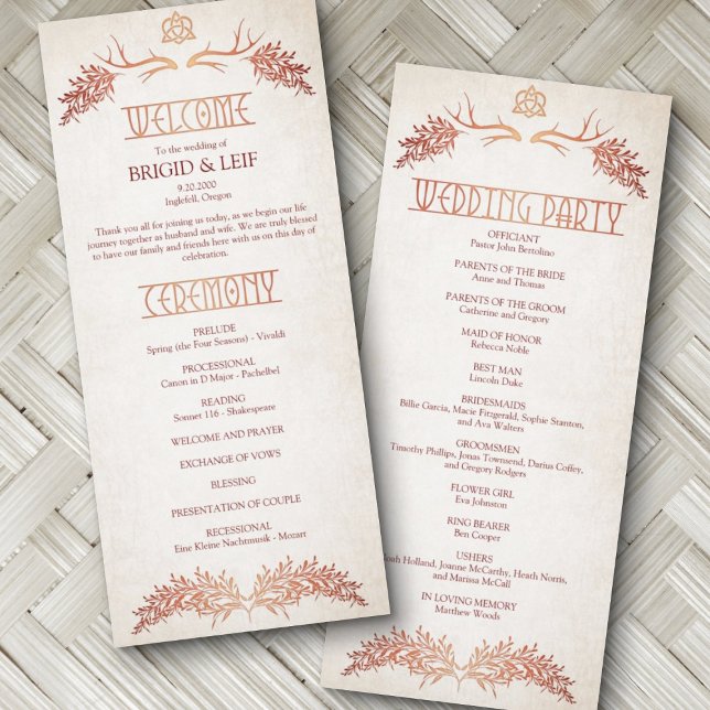 Pagan Celtic Antlers Wedding Program (Criador carregado)