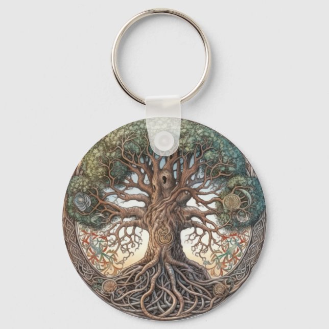 Pagan Tree of Life Chaveiro (Frente)