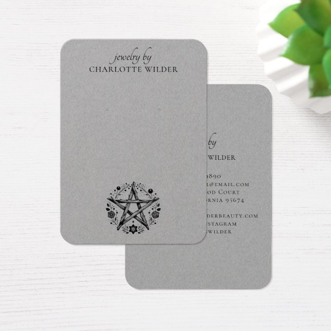 Pagan Wiccan Pentacle Jewelry Earring Cinza (Mesa)