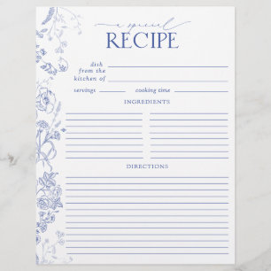 Página Binder de Receita de Chá Branco e Azul Fran