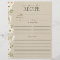 Página Binder de Receita do Chá de panela Rustic D