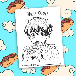 Página Color Me para Crianças Anime Boy comendo