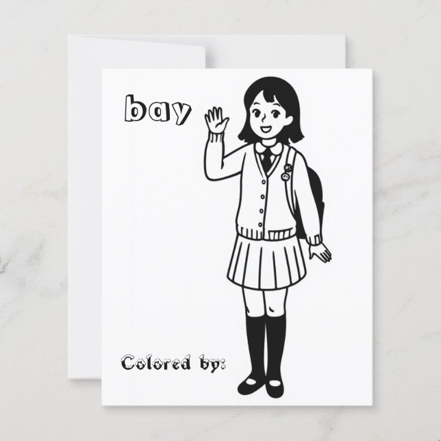 Página Color Me para Crianças | Garota da Escola d (Frente)