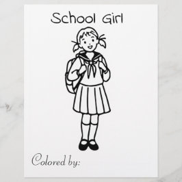 Página Color Me para Crianças | Menina de escola