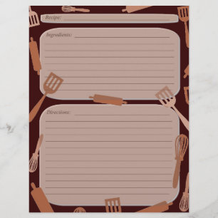 Página da receita dos utensílios de cozinhar de