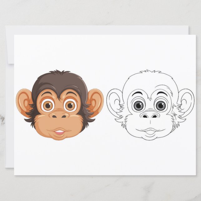 Página de coloração da cabeça do macaco (Frente)