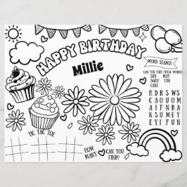 Página de Coloração de Aniversário da Daisy Floral