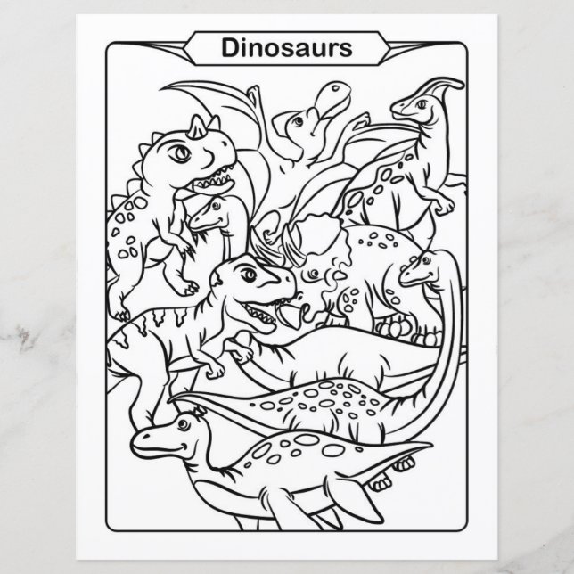 Página de Coloração de Dinossauros (Frente)