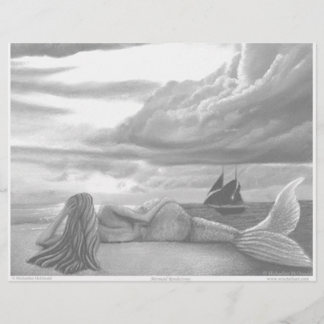 Página de Coloração de Sereia (Frente)