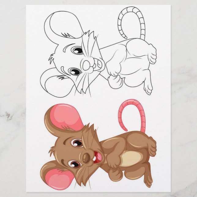 Página de coloração do mouse de tira (Frente)