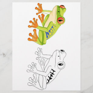 Página de coloração do sapo de desenho em branco