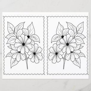 Página de Colorir Floral Simples Elegante Fofa