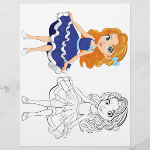 Página de colorir garota de desenho animado