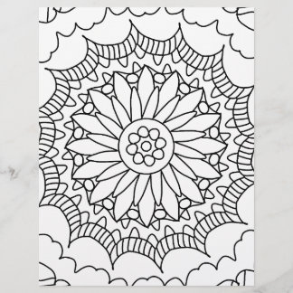 Página de Colorir Mandala de Girassol Fofa de Alta
