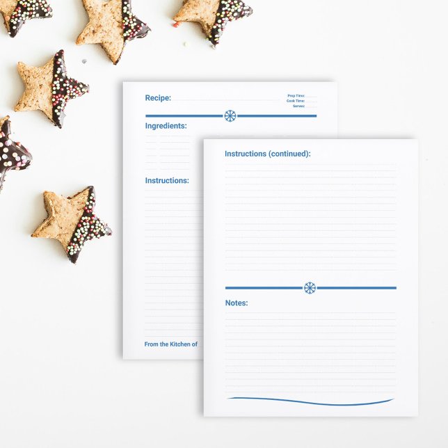 Página de Cookbook de Receita do Floco de Neve de  (Christmas Snowflake Recipe Cookbook Page)