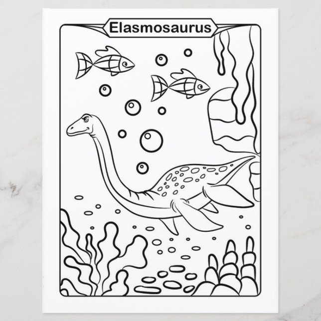 Página de Corante do Dinossauro - Elasmosaurus (Frente)