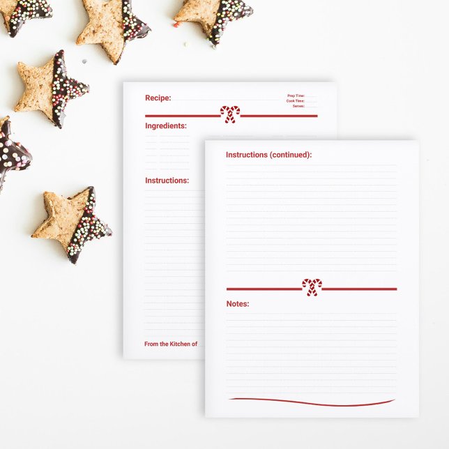 Página de Livro de Receitas de Canetas de Natal (Christmas Candy Canes Recipe Cookbook Page)