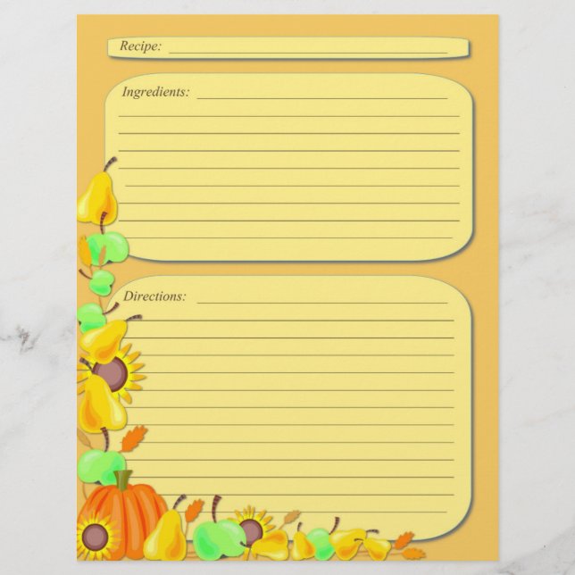 Página de receita do tema de legumes de outono (Frente)