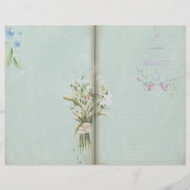 Página Diário Floral do Shabby Blue Vintage (Frente)