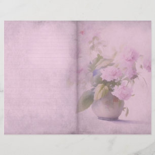 Página Diário Floral Rosa Vintage