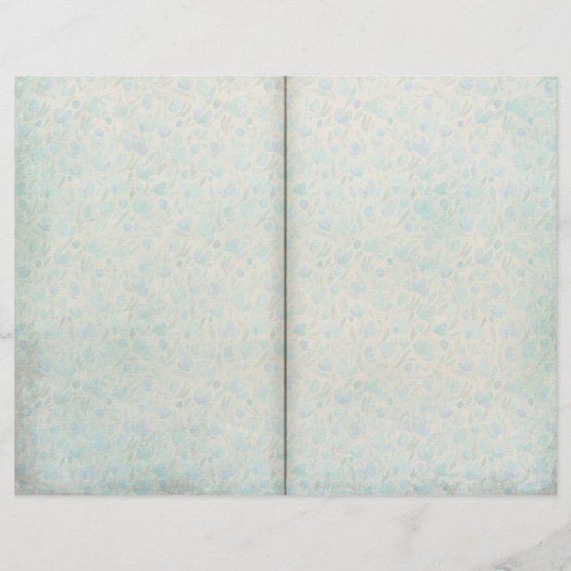 Página Diário Padrão Floral do Vintage Blue (Frente)