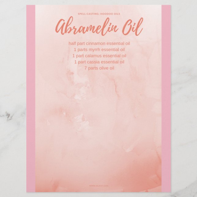 Página do Livro de Sombras: Feitiçaria: Óleo de Ab (Frente)