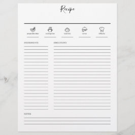 Página Folha de Cookbook de Receita Moderna Minima