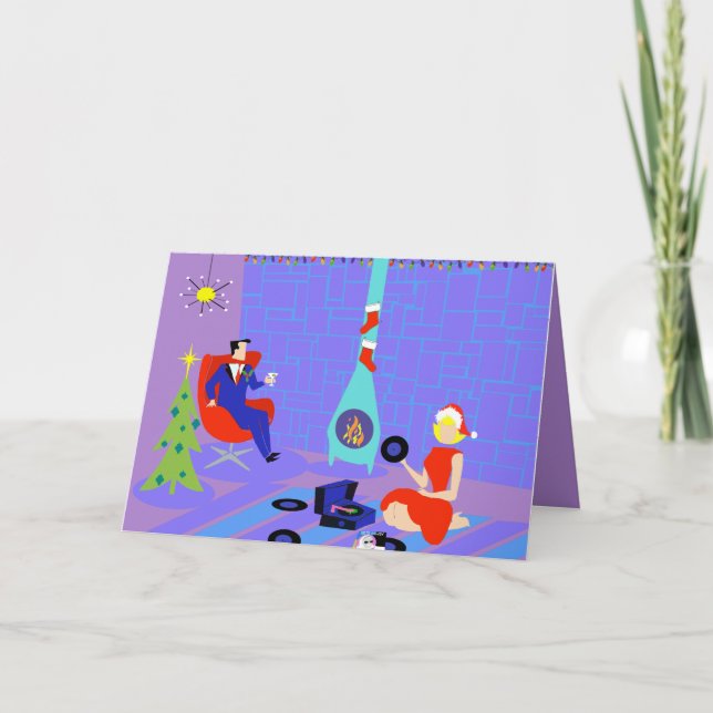 Página inicial retrô do cartão de Natal de Feriado (Frente)