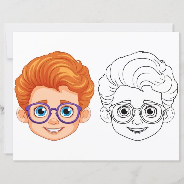 Página para colorir cabeça de crianças (Frente)