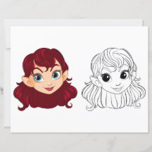 Página para colorir cabeça de menina de desenho an