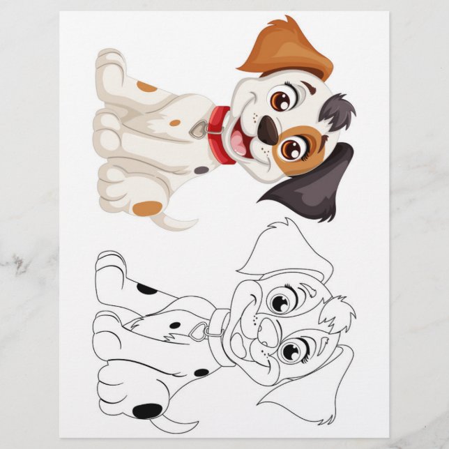 Página para colorir cachorro fofo  (Frente)