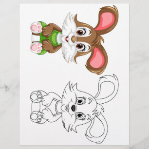 Página para colorir coelho de desenho animado fofo