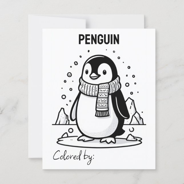 Página para Colorir Crianças | Pinguim Anime (Frente)