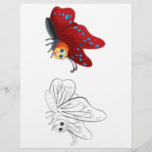 Página para colorir de borboleta fofa
