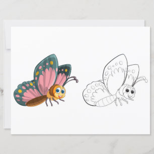 Página para colorir de borboleta fofa