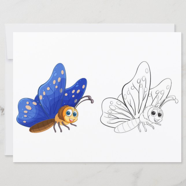 Página para colorir de borboleta fofa (Frente)