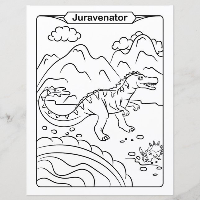 Página para Colorir de Dinossauro - Juravenator (Frente)