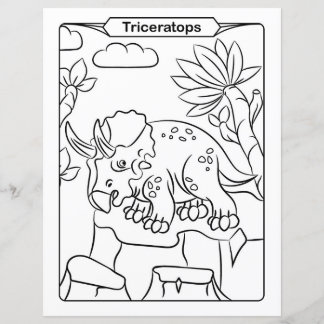 Página para Colorir de Dinossauro - Triceratops