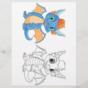 Página para colorir de dragão de desenho animado f